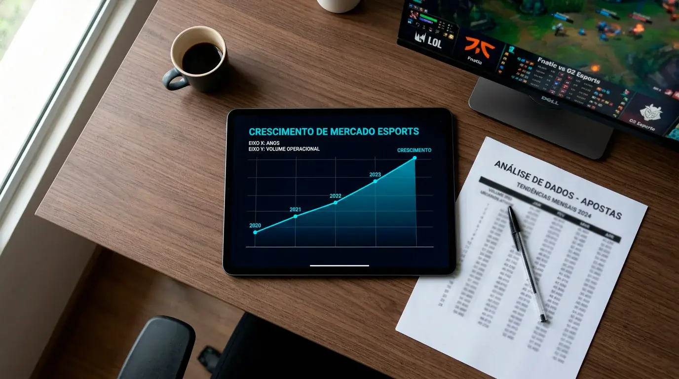 Crescimento do mercado global de apostas em esports com dados de volume e receita